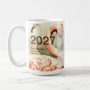 Caneca De Café Calendário de Arte Tropical 2027 Flamingo Vibrante