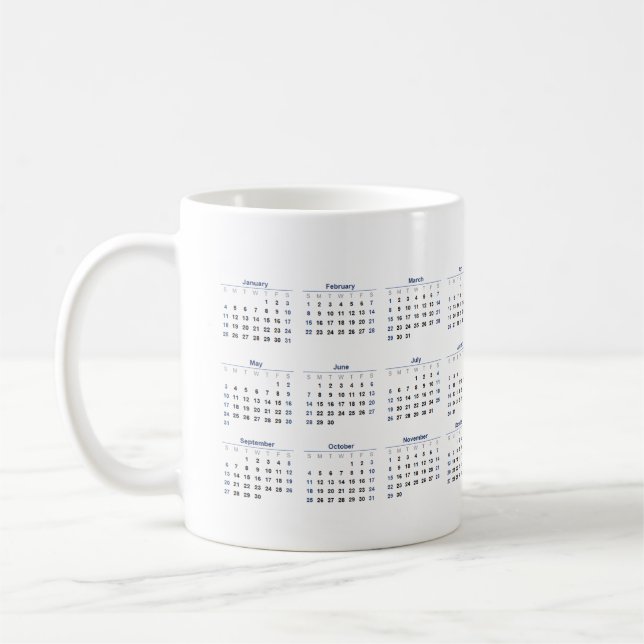 Caneca De Café Calendário Mensal de Café 2026 (Esquerda)