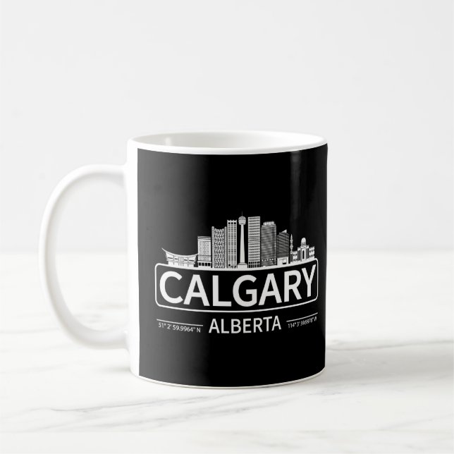 Caneca De Café Calgary Alberta Cityscape Viagem Para Calgary (Esquerda)