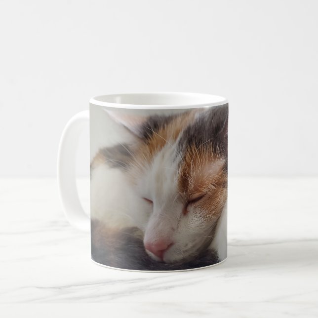 Caneca De Café Calico Cat Dormindo (Frente Esquerda)