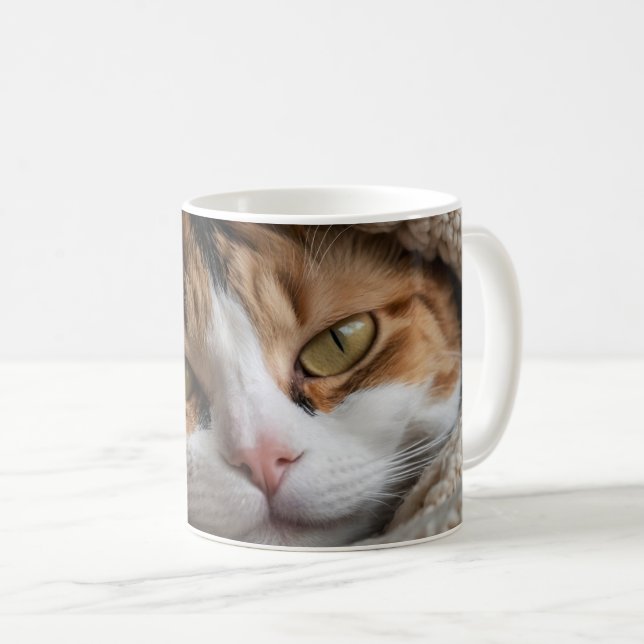 Caneca De Café Calico Cat e Blanket (Frente Esquerda)
