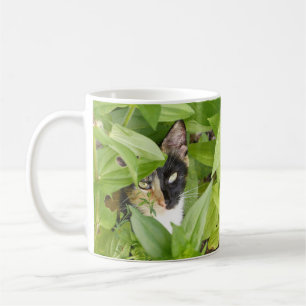Caneca De Café Calico Cat nos Zinnias