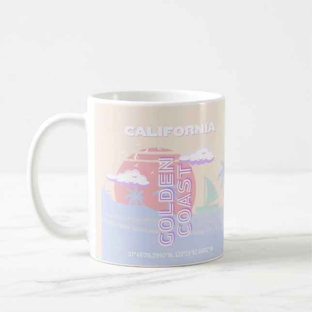 Caneca De Café California, Beach, Viagem Art, Preppy, Pastel (Esquerda)