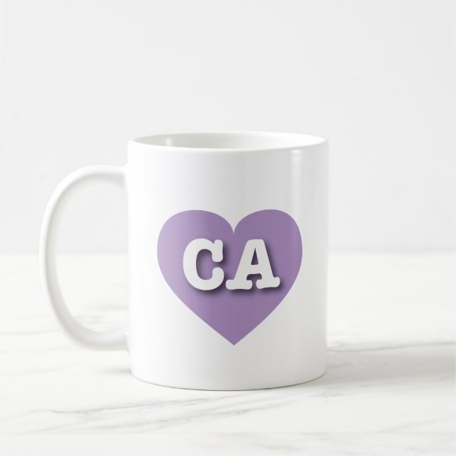 Caneca De Café California Lavanda Heart - Eu amo CA (Esquerda)
