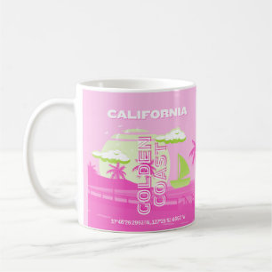 Caneca De Café Califórnia, Los Angeles, Viagem Art, Preppy, rosa