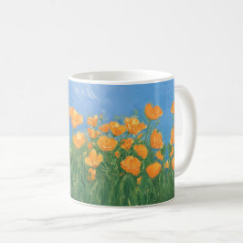 Caneca De Café California Poppy Field Impressionist Pintura Belo