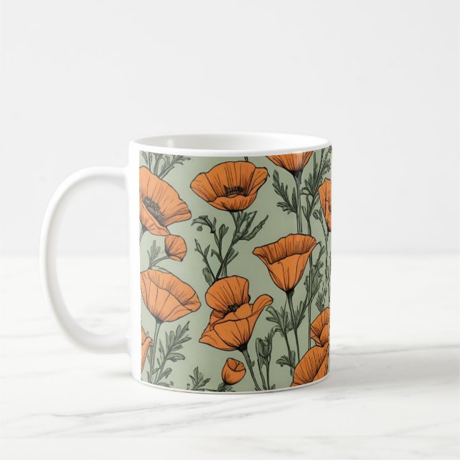 Caneca De Café California Poppy Orange Flower (Esquerda)