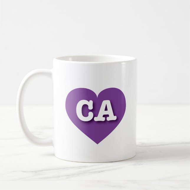 Caneca De Café California Purple Heart - Eu amo CA (Esquerda)