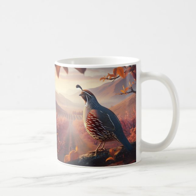 Caneca De Café California Quail Birds Natureza (Direita)
