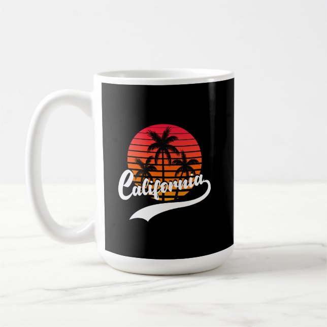 Caneca De Café Califórnia Retro Sunset E Palmeiras Mug (Esquerda)