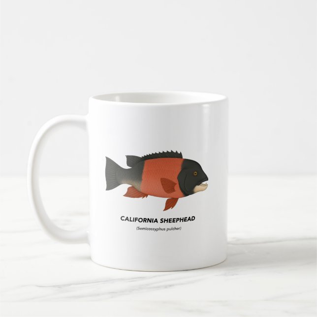 Caneca De Café California Sheephead - Animais Marinhos da Califór (Esquerda)