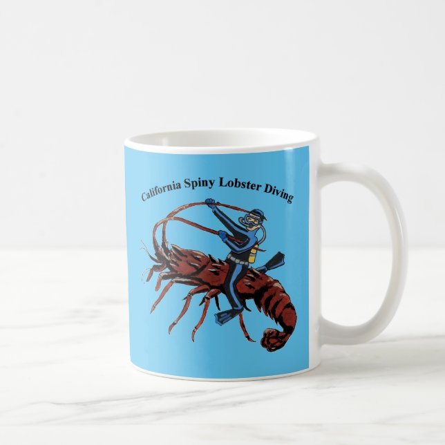 Caneca De Café California Spiny Lobster Merging SCUBA Diver URM (Direita)
