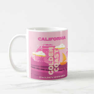 Caneca De Café Califórnia, Viagem Art, Pré-aposto, rosa