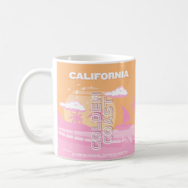 Caneca De Café California, Viagem Art, Preppy, Preppy Viagem (Esquerda)