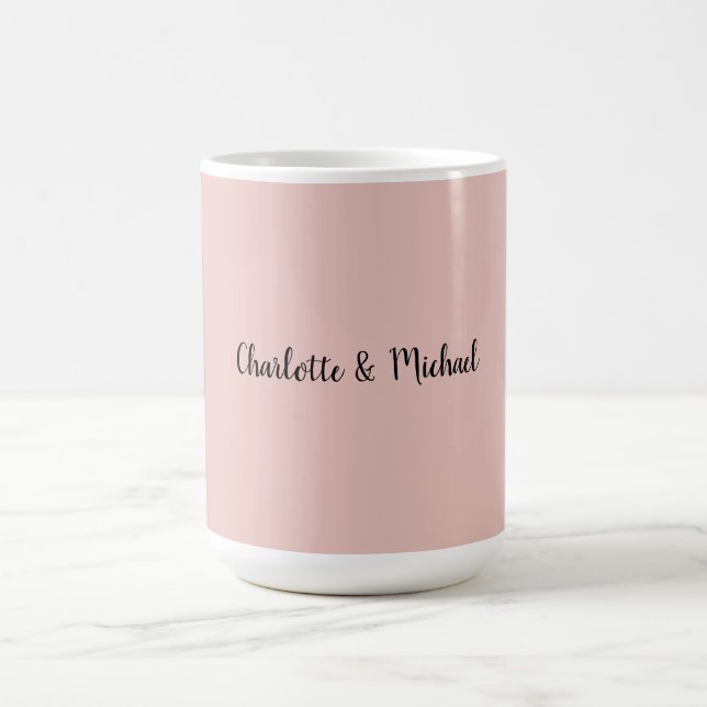 Caneca De Café Caligrafia de Casamento Nome Simples Dourado Rosa  (Centro)