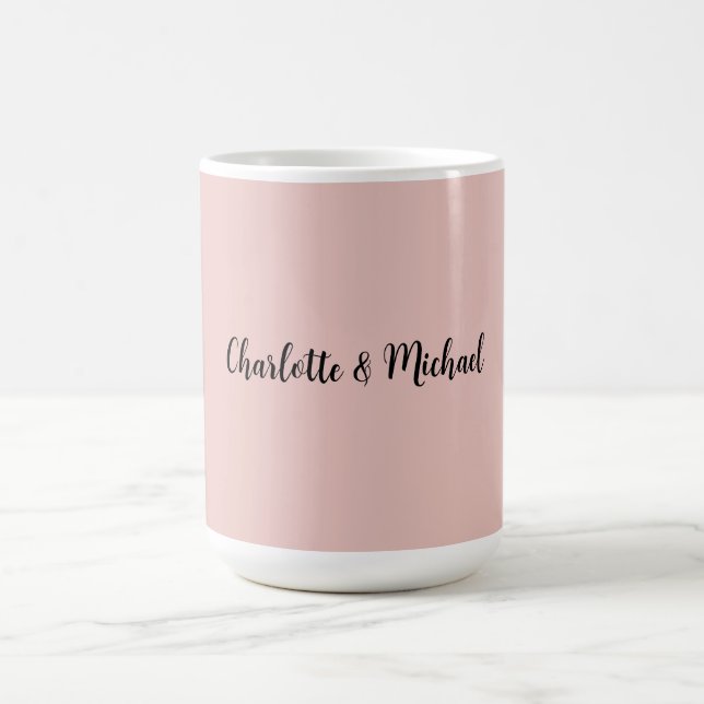 Caneca De Café Caligrafia de Casamento Nome Simples Dourado Rosa  (Centro)