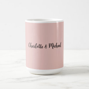 Caneca De Café Caligrafia de Casamento Rosa Dourado Elegante Nome