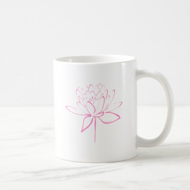 Caneca De Café Caligrafia de Lótus (Rosa) (Direita)