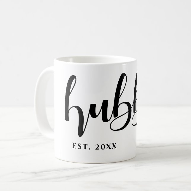 Caneca De Café Caligrafia do Hubby Newlywing (Frente Esquerda)