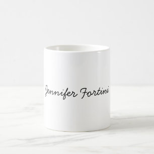 Caneca De Café Caligrafia Elegante Preto & Branco Simples