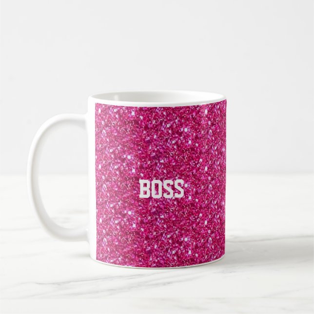 Caneca De Café Caligrafia em rosa brilhante (Esquerda)