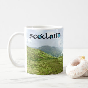 Caneca De Café Caligrafia escocesa com foto de Highlands Mountain