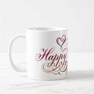 Caneca De Café Caligrafia Feliz Dia dos Namorados