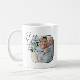 Caneca De Café Caligrafia Foto Personalizada de Aniversário para