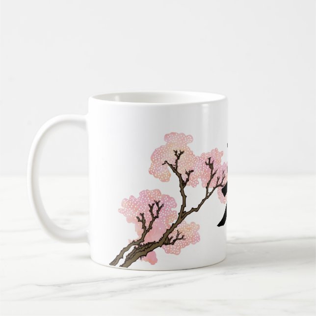 Caneca De Café Caligrafia japonesa "bi" & flores de cerejeira (Esquerda)