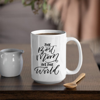 Caneca De Café Caligrafia manuscrita A melhor mãe do mundo