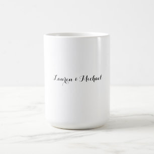Caneca De Café Caligrafia Minimalista Elegante Branca Negra