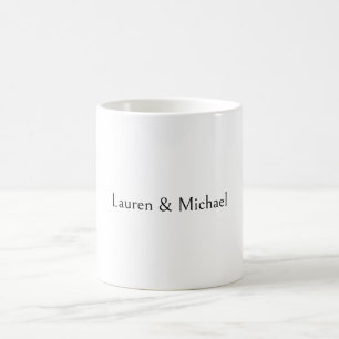Caneca De Café Caligrafia Minimalista Elegante Branca Negra