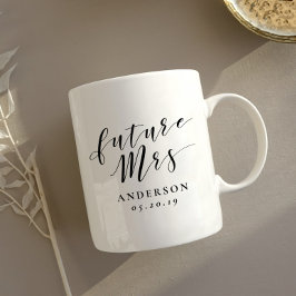 Caneca De Café Caligrafia Moderna Presente de Noivado Future Mrs.