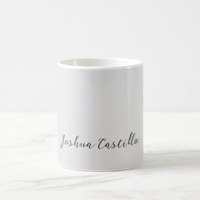 Caneca De Café Caligrafia Simples Cinza Profissional Nome (Centro)