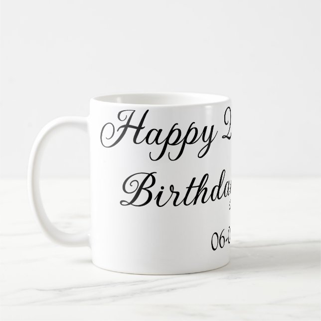 Caneca De Café caligrafia simples segundo aniversário feliz mínim (Esquerda)