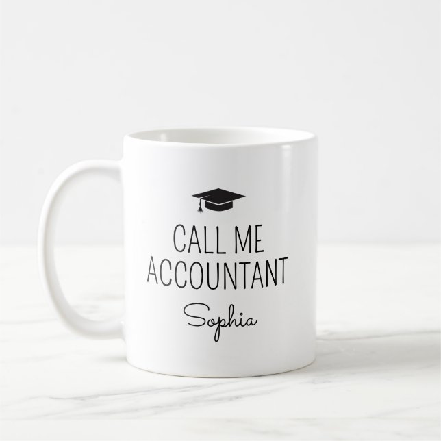 Caneca De Café Call Me Accountant Personalized Name (Esquerda)