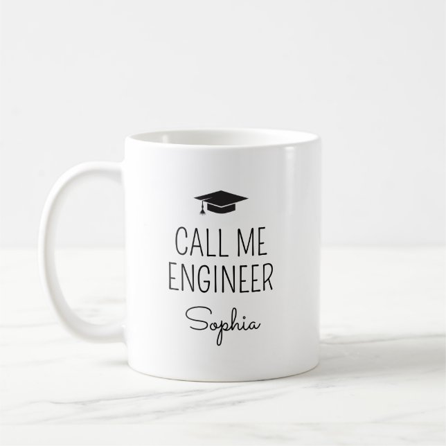 Caneca De Café Call Me Engineer Personalized Name (Esquerda)