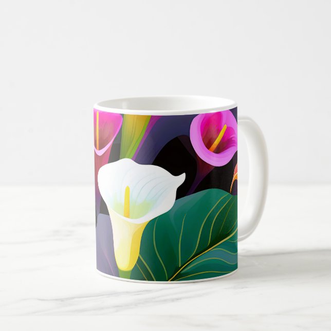 Caneca De Café Calla Lily Modern Flowers (Frente Esquerda)