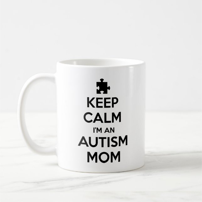 Caneca De Café Calma, sou um Autismo, mãe, café. (Esquerda)