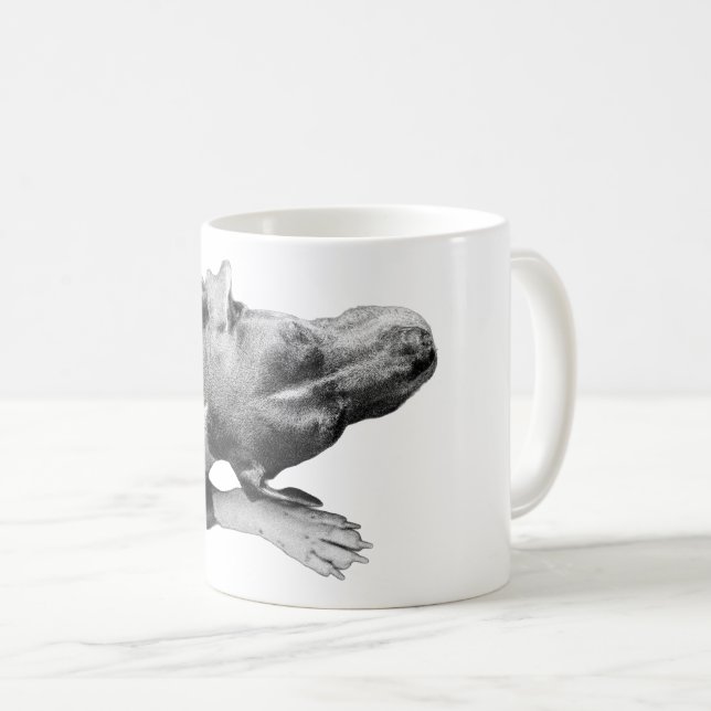 Caneca De Café Calma Superior-Baixo — Retrato Cabeça e Pata (Frente Esquerda)