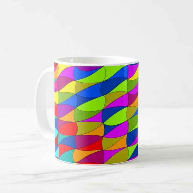 Caneca De Café Cama de café com padrão confuso de energia da flor (Frente Esquerda)