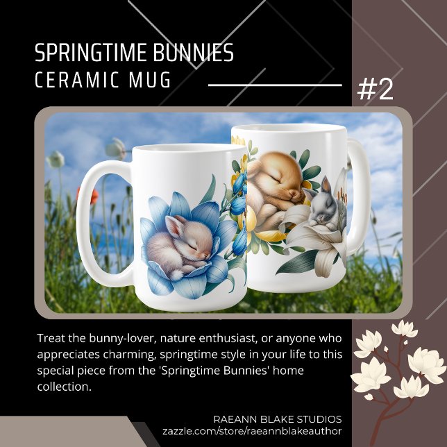 Caneca De Café Cama de cerâmica "Springtime Bunnies" (Criador carregado)