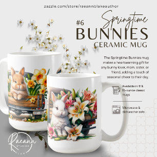 Caneca De Café Cama de cerâmica "Springtime Bunnies"