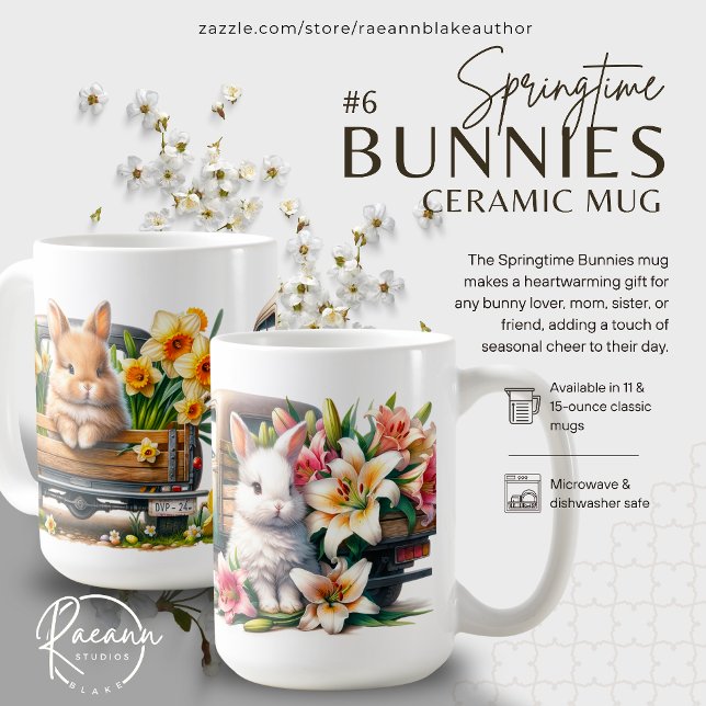 Caneca De Café Cama de cerâmica "Springtime Bunnies" (Criador carregado)
