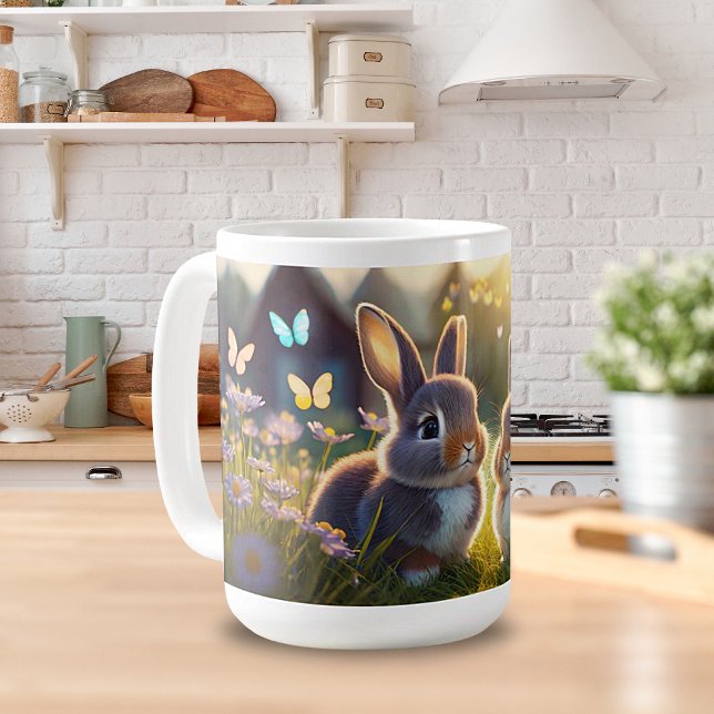 Caneca De Café Cama de cerâmica "Springtime Bunnies" (Criador carregado)
