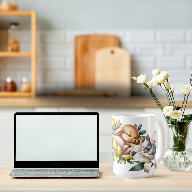 Caneca De Café Cama de cerâmica "Springtime Bunnies" (Criador carregado)