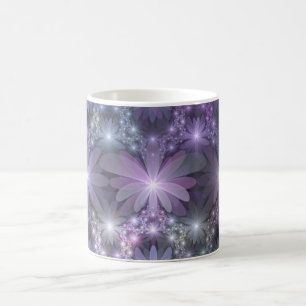 Caneca De Café Cama de Flores Arte Fractal Abstrato Brilhante e M
