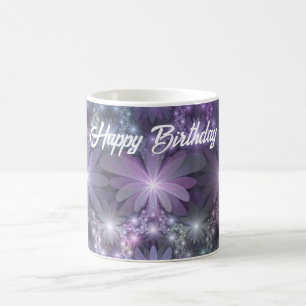 Caneca De Café Cama de Flores Arte Fractal Abstrato Brilhante e M
