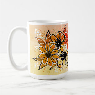 Caneca De Café Cama de Flores de Outono