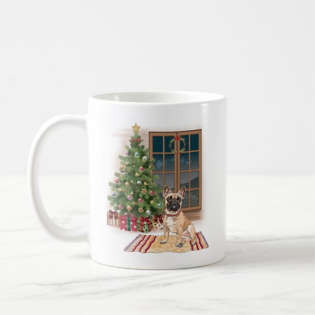 Caneca De Café Cama de Natal de Buldogue Francês (Esquerda)